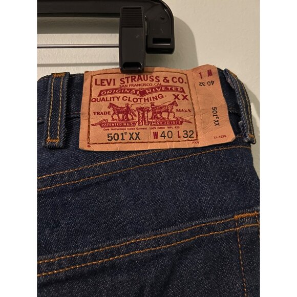 LEVIS 501XX Button Fly Raw Denim Dark Wash Straight Fit Men’s Jeans 40x32”. - Picture 13 of 15